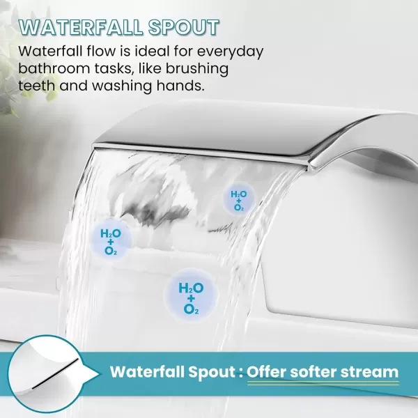 imagegotonovo 8 Inch Faucet Waterfall Widespread 3 Holes Bathroom Sink Faucet Polish Chrome Deck Mounted 816 Inch Double Handles Commercial with Pop Up DrainPolish Chrome