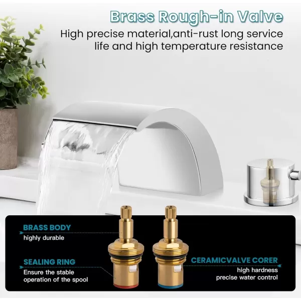 imagegotonovo 8 Inch Faucet Waterfall Widespread 3 Holes Bathroom Sink Faucet Polish Chrome Deck Mounted 816 Inch Double Handles Commercial with Pop Up DrainPolish Chrome