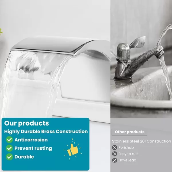 imagegotonovo 8 Inch Faucet Waterfall Widespread 3 Holes Bathroom Sink Faucet Polish Chrome Deck Mounted 816 Inch Double Handles Commercial with Pop Up DrainPolish Chrome