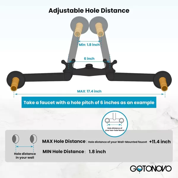 imagegotonovo Clawfoot Bathtub Faucet Tub Filler with Hand Held Shower Faucet Set Victorian Double Cross Handle 6 Inch Center Adjustable Swing Arms Tub Mount Short Adapter Matte BlackMatte Black