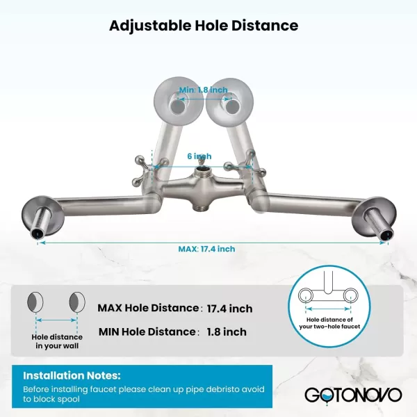 imagegotonovo Clawfoot Bathtub Faucet Tub Filler with Hand Held Shower Faucet Set Victorian Double Cross Handle 6 Inch Center Adjustable Swing Arms Tub Mount Short Adapter Matte BlackBrushed Nickel