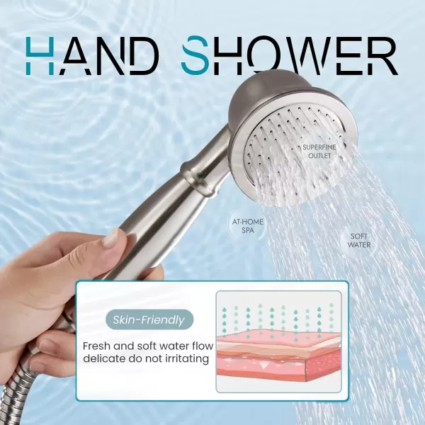 imagegotonovo Wall Mount Clawfoot Bathtub Faucet with HandHeld Spray and 360 Double Cross Handle Swivel Spout Vintage Tub Shower Faucet Set with Adapter Adjustable Swing Arms Brushed NickelBrushed Nickel