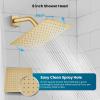 imagegotonovo Rain Shower Faucet System Set Rainfall Shower Head with Handheld Sprayer Waterfall Tub Spout Wall Mounted Mixer Combo Roughin Valve and Trim Included 12 Inch Polished ChromeBrushed Gold