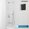 imagegotonovo Rain Shower Faucet System Set Rainfall Shower Head with Handheld Sprayer Waterfall Tub Spout Wall Mounted Mixer Combo Roughin Valve and Trim Included 12 Inch Polished ChromeBrushed Nickel