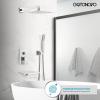 imagegotonovo Rain Shower Faucet System Set Rainfall Shower Head with Handheld Sprayer Waterfall Tub Spout Wall Mounted Mixer Combo Roughin Valve and Trim Included 12 Inch Polished ChromePolished Chrome