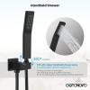 imagegotonovo Rain Shower Faucet System Set Rainfall Shower Head with Handheld Sprayer Waterfall Tub Spout Wall Mounted Mixer Combo Roughin Valve and Trim Included 12 Inch Polished ChromeMatte Black