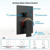 imagegotonovo Rain Shower Faucet System Set Rainfall Shower Head with Handheld Sprayer Waterfall Tub Spout Wall Mounted Mixer Combo Roughin Valve and Trim Included 12 Inch Polished ChromeMatte Black