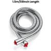 imagegotonovo Shower Hose 59 Inches for Bathroom Extra Long SUS304 Stainless Steel Handheld Shower Head Hose with Brass Insert and Nut Flexible Matte BlackPolished Chrome