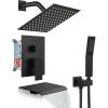 imagegotonovo Rain Shower Faucet System Set Rainfall Shower Head with Handheld Sprayer Waterfall Tub Spout Wall Mounted Mixer Combo Roughin Valve and Trim Included 12 Inch Polished ChromeOil Rubbed Bronze