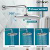 imagegotonovo Shower Trim Kit 10 Inch Round Rainfall Shower Head 3 Modes Wall Mounted with 6Functions ABS Handheld Spray Shower System Pressure Balanced Roughin Valve and Trim Included Polished Chrome