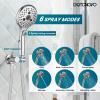 imagegotonovo Shower Trim Kit 10 Inch Round Rainfall Shower Head 3 Modes Wall Mounted with 6Functions ABS Handheld Spray Shower System Pressure Balanced Roughin Valve and Trim Included Polished Chrome