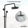 imagegotonovo Exposed Bathroom Shower Faucet Wall Mounted Outdoor Shower System 8 Inch Shower Head and Tub Spout Double Cross Handles Adjustable Handheld Sprayer with Shower Shelf Brushed NickelOil Rubbed Bronze
