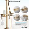 imagegotonovo Exposed Bathroom Shower Faucet Wall Mounted Outdoor Shower System 8 Inch Shower Head and Tub Spout Double Cross Handles Adjustable Handheld Sprayer with Shower Shelf Brushed NickelAntique Brass