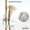 imagegotonovo Exposed Bathroom Shower Faucet Wall Mounted Outdoor Shower System 8 Inch Shower Head and Tub Spout Double Cross Handles Adjustable Handheld Sprayer with Shower Shelf Brushed NickelAntique Brass