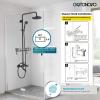imagegotonovo Exposed Bathroom Shower Faucet Wall Mounted Outdoor Shower System 8 Inch Shower Head and Tub Spout Double Cross Handles Adjustable Handheld Sprayer with Shower Shelf Brushed NickelMatte Black