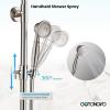 imagegotonovo Exposed Bathroom Shower Faucet Wall Mounted Outdoor Shower System 8 Inch Shower Head and Tub Spout Double Cross Handles Adjustable Handheld Sprayer with Shower Shelf Brushed NickelBrushed Nickel