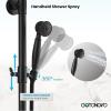 imagegotonovo Exposed Bathroom Shower Faucet Wall Mounted Outdoor Shower System 8 Inch Shower Head and Tub Spout Double Cross Handles Adjustable Handheld Sprayer with Shower Shelf Brushed NickelMatte Black