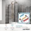 imagegotonovo Exposed Bathroom Shower Faucet Wall Mounted Outdoor Shower System 8 Inch Shower Head and Tub Spout Double Cross Handles Adjustable Handheld Sprayer with Shower Shelf Brushed NickelAntique Brass