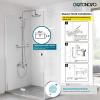 imagegotonovo Exposed Bathroom Shower Faucet Wall Mounted Outdoor Shower System 8 Inch Shower Head and Tub Spout Double Cross Handles Adjustable Handheld Sprayer with Shower Shelf Brushed NickelBrushed Nickel