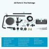 imagegotonovo Exposed Bathroom Shower Faucet Wall Mounted Outdoor Shower System 8 Inch Shower Head and Tub Spout Double Cross Handles Adjustable Handheld Sprayer with Shower Shelf Brushed NickelMatte Black