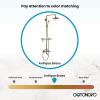 imagegotonovo Exposed Bathroom Shower Faucet Wall Mounted Outdoor Shower System 8 Inch Shower Head and Tub Spout Double Cross Handles Adjustable Handheld Sprayer with Shower Shelf Brushed NickelAntique Brass