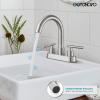 imagegotonovo 4 Inch Centerset Modern Bathroom Sink Faucet 2 Hole Brushed Nickel Swivel Spout 2Handle Deck Mounted Lavatory Faucet with Water Supply Lines and Pop Up Drain
