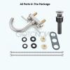 imagegotonovo 4 Inch Centerset Modern Bathroom Sink Faucet 2 Hole Brushed Nickel Swivel Spout 2Handle Deck Mounted Lavatory Faucet with Water Supply Lines and Pop Up Drain