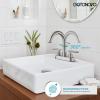 imagegotonovo 4 Inch Centerset Modern Bathroom Sink Faucet 2 Hole Brushed Nickel Swivel Spout 2Handle Deck Mounted Lavatory Faucet with Water Supply Lines and Pop Up Drain