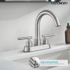 imagegotonovo 4 Inch Centerset Modern Bathroom Sink Faucet 2 Hole Brushed Nickel Swivel Spout 2Handle Deck Mounted Lavatory Faucet with Water Supply Lines and Pop Up Drain