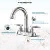 imagegotonovo 4 Inch Centerset Modern Bathroom Sink Faucet 2 Hole Brushed Nickel Swivel Spout 2Handle Deck Mounted Lavatory Faucet with Water Supply Lines and Pop Up Drain