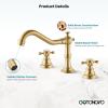 imagegotonovo 3 Hole Widespread Bathroom Sink Faucet Double Cross Handle Mixer Tap Faucet for Bathroom Sink Vanity Faucet Deck Mount Basin Hot Cold Water Matching Pop Up Drain Oil Rubbed BronzeBrushed Gold