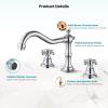 imagegotonovo 3 Hole Widespread Bathroom Sink Faucet Double Cross Handle Mixer Tap Faucet for Bathroom Sink Vanity Faucet Deck Mount Basin Hot Cold Water Matching Pop Up Drain Oil Rubbed BronzePolished Chrome