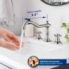 imagegotonovo 3 Hole Widespread Bathroom Sink Faucet Double Cross Handle Mixer Tap Faucet for Bathroom Sink Vanity Faucet Deck Mount Basin Hot Cold Water Matching Pop Up Drain Oil Rubbed BronzeBrushed Nickel