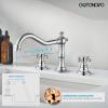 imagegotonovo 3 Hole Widespread Bathroom Sink Faucet Double Cross Handle Mixer Tap Faucet for Bathroom Sink Vanity Faucet Deck Mount Basin Hot Cold Water Matching Pop Up Drain Oil Rubbed BronzePolished Chrome