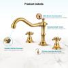 imagegotonovo 3 Hole Widespread Bathroom Sink Faucet Double Cross Handle Mixer Tap Faucet for Bathroom Sink Vanity Faucet Deck Mount Basin Hot Cold Water Matching Pop Up Drain Oil Rubbed BronzePolished Gold