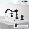imagegotonovo 3 Hole Widespread Bathroom Sink Faucet Double Cross Handle Mixer Tap Faucet for Bathroom Sink Vanity Faucet Deck Mount Basin Hot Cold Water Matching Pop Up Drain Oil Rubbed BronzeMatte Black
