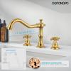 imagegotonovo 3 Hole Widespread Bathroom Sink Faucet Double Cross Handle Mixer Tap Faucet for Bathroom Sink Vanity Faucet Deck Mount Basin Hot Cold Water Matching Pop Up Drain Oil Rubbed BronzePolished Gold