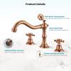 imagegotonovo 3 Hole Widespread Bathroom Sink Faucet Double Cross Handle Mixer Tap Faucet for Bathroom Sink Vanity Faucet Deck Mount Basin Hot Cold Water Matching Pop Up Drain Oil Rubbed BronzeRose Gold