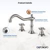 imagegotonovo 3 Hole Widespread Bathroom Sink Faucet Double Cross Handle Mixer Tap Faucet for Bathroom Sink Vanity Faucet Deck Mount Basin Hot Cold Water Matching Pop Up Drain Oil Rubbed BronzeBrushed Nickel