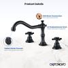 imagegotonovo 3 Hole Widespread Bathroom Sink Faucet Double Cross Handle Mixer Tap Faucet for Bathroom Sink Vanity Faucet Deck Mount Basin Hot Cold Water Matching Pop Up Drain Oil Rubbed BronzeOil Rubbed Bronze