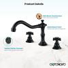 imagegotonovo 3 Hole Widespread Bathroom Sink Faucet Double Cross Handle Mixer Tap Faucet for Bathroom Sink Vanity Faucet Deck Mount Basin Hot Cold Water Matching Pop Up Drain Oil Rubbed BronzeMatte Black
