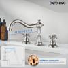 imagegotonovo 3 Hole Widespread Bathroom Sink Faucet Double Cross Handle Mixer Tap Faucet for Bathroom Sink Vanity Faucet Deck Mount Basin Hot Cold Water Matching Pop Up Drain Oil Rubbed BronzeBrushed Nickel