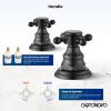 imagegotonovo 3 Hole Widespread Bathroom Sink Faucet Double Cross Handle Mixer Tap Faucet for Bathroom Sink Vanity Faucet Deck Mount Basin Hot Cold Water Matching Pop Up Drain Oil Rubbed BronzeOil Rubbed Bronze