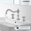 imagegotonovo 3 Hole Widespread Bathroom Sink Faucet Double Cross Handle Mixer Tap Faucet for Bathroom Sink Vanity Faucet Deck Mount Basin Hot Cold Water Matching Pop Up Drain Oil Rubbed BronzePolished Chrome