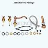 imagegotonovo 3 Hole Widespread Bathroom Sink Faucet Double Cross Handle Mixer Tap Faucet for Bathroom Sink Vanity Faucet Deck Mount Basin Hot Cold Water Matching Pop Up Drain Oil Rubbed BronzeRose Gold