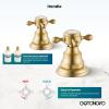 imagegotonovo 3 Hole Widespread Bathroom Sink Faucet Double Cross Handle Mixer Tap Faucet for Bathroom Sink Vanity Faucet Deck Mount Basin Hot Cold Water Matching Pop Up Drain Oil Rubbed BronzeBrushed Gold