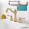 imagegotonovo 8 Inch Widespread Bathroom Faucets for Sink 3 Hole 2 Lever Handle Deck Mount with Pop Up Drain Hot and Cold Water Supply Lines Polish ChromeAntique Brass