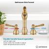 imagegotonovo 8 Inch Widespread Bathroom Faucets for Sink 3 Hole 2 Lever Handle Deck Mount with Pop Up Drain Hot and Cold Water Supply Lines Polish ChromeAntique Brass