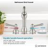 imagegotonovo 8 Inch Widespread Bathroom Faucets for Sink 3 Hole 2 Lever Handle Deck Mount with Pop Up Drain Hot and Cold Water Supply Lines Polish ChromeBrushed Nickel