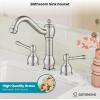 imagegotonovo 8 Inch Widespread Bathroom Faucets for Sink 3 Hole 2 Lever Handle Deck Mount with Pop Up Drain Hot and Cold Water Supply Lines Polish ChromeBrushed Nickel